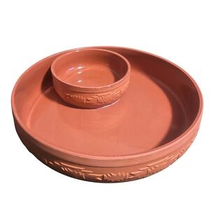 Vintage Lillian Vernon Terracotta Chip & Dip Tray Southwestern Style 10”